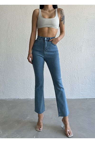 LAMİRAMOOD BT BUZ Pantaloni de damă, blugi, crop, cu croiala dreaptă