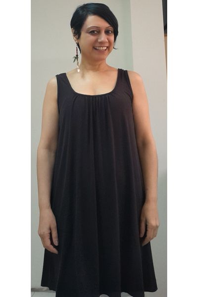 Mertcan Butik Black front and back drawstring suspenders combed cotton Viscose T-shirt