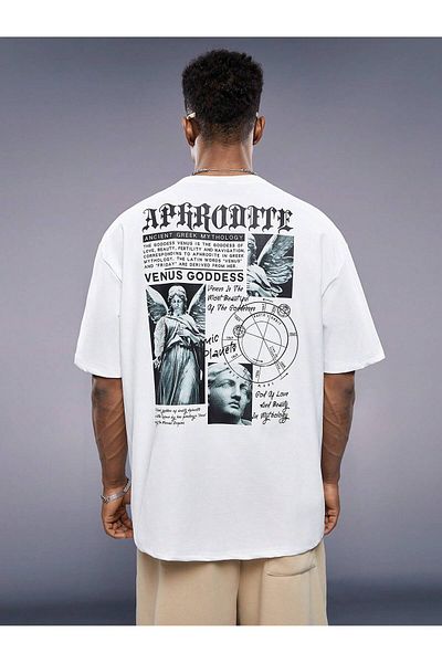 Jose Clothing Μπλουζάκι με λευκή στάμπα Unisex από οργανικό βαμβάκι Oversize - Κοντό μανίκι