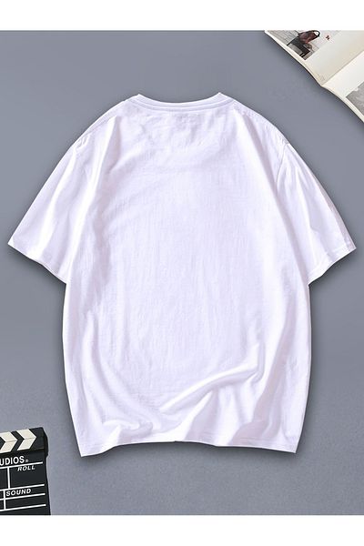 Jose Clothing Μπλουζάκι Unisex Λευκό εμπριμέ από οργανικό βαμβάκι Oversize με κοντό μανίκι