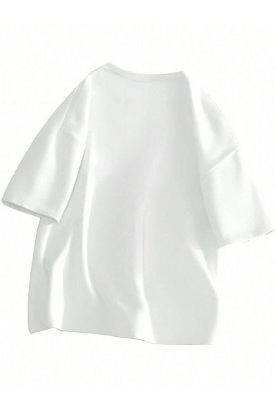 Jose Clothing Μπλουζάκι Unisex Λευκό εμπριμέ από οργανικό βαμβάκι Oversize με κοντό μανίκι