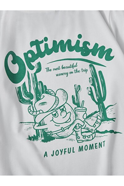 Jose Clothing Μπλουζάκι Unisex Λευκό με τύπωμα Οργανικό Βαμβάκι oversized