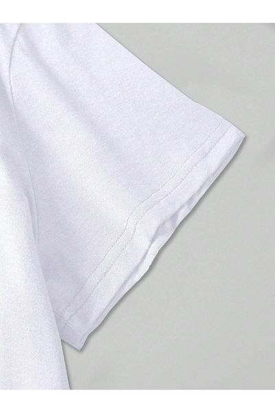 Jose Clothing Μπλουζάκι Unisex Λευκό εμπριμέ από οργανικό βαμβάκι Oversize κοντό μανίκι