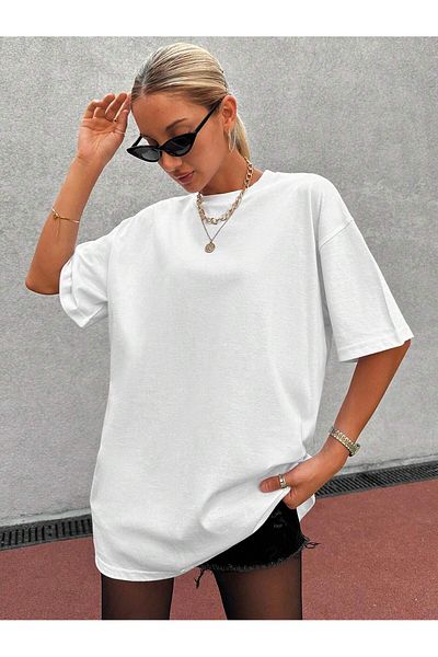 Jose Clothing Μπλουζάκι Unisex Λευκό εμπριμέ από οργανικό βαμβάκι Oversize με κοντό μανίκι