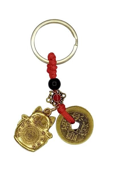 Dünyadan Hediyeler Çin Feng Shui Şans ve Bereket Parası Maneki Neko Metal Ana...