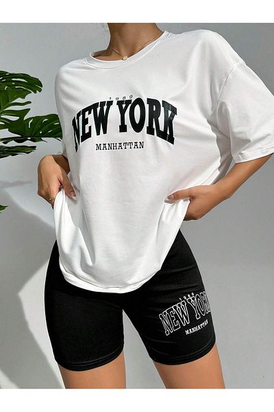 Jose Clothing Μπλουζάκι με λευκή στάμπα Unisex από οργανικό βαμβάκι Oversize - Κοντό μανίκι