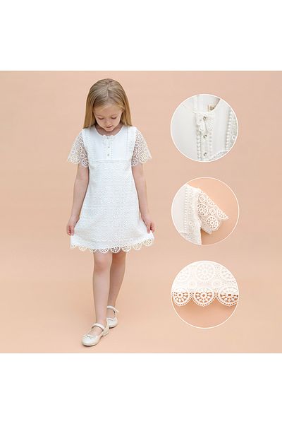 DIDuStore Classic Lace Detailed Elegant Dress For Girls