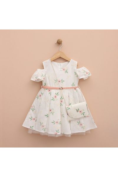 DIDuStore Patterned Summer Girls' Dress and Bag Set - Fun and Stylish