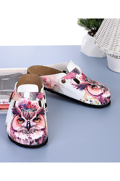 DOGİYE 8055 Crowned Owl Patterned Sabo Slippers