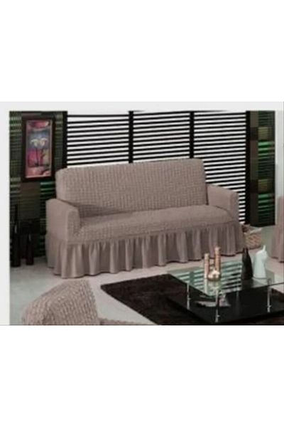 Uy Style Tekstil Set de canapele înfășurate cu 3 locuri cu fustă și elastic - husă pentru canapea și canapea extensibilă
