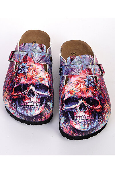 DOGİYE 8053 Colorful Skeleton Patterned Sabo Slippers
