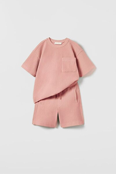 Pink Hippo Kids Unisex seersaker vafl Teksturirano dečije šortseve Gornji i d...
