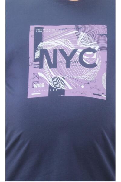 MocGrande Ανδρικό μπλουζάκι με λαιμόκοψη σε μεγάλο μέγεθος NYC 23182 Marin