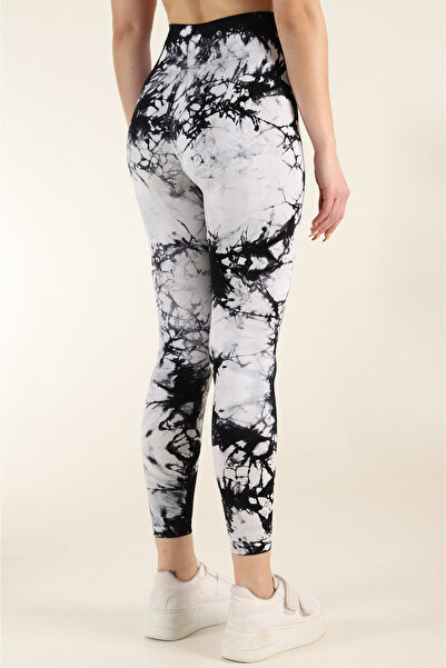 Zeynos Giyim Colanți sport cu model de vopsea pentru cravată, fără sudură