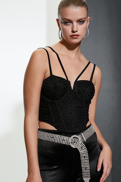 Koton Evening Dress Corset Bustier Strap Detailed Underwire