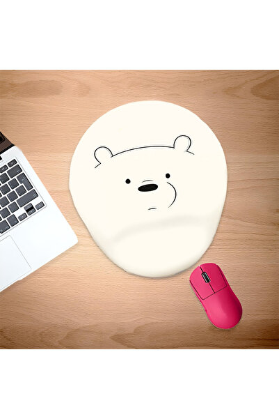 UcuruStore Pad de mouse oval drăguț cu urs polar și suport pentru încheietura...