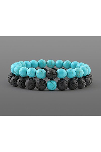 Padore Accessory سوار من حجر الحمم البركانية والفيروز الطبيعي للجنسين