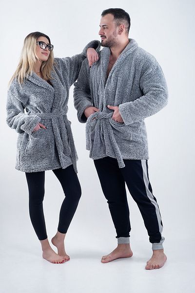 Eymir Home Collection Welsoft Fleece Şalyaka Unisex Μπουρνούζι Μπουρνούζι Trend Χρώμα Γκρι