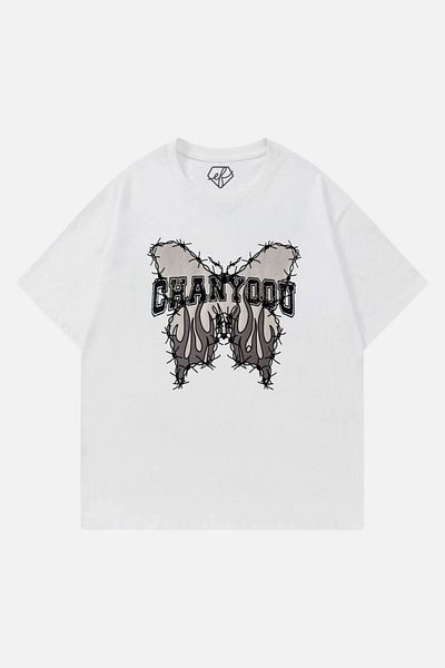 Gofeel Harajuku Chanyoou Butterfly Printed Oversize Unisex T-shirt
