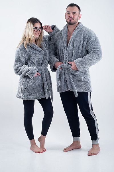 Eymir Home Collection Welsoft Fleece Şalyaka Unisex Μπουρνούζι Μπουρνούζι Trend Χρώμα Γκρι