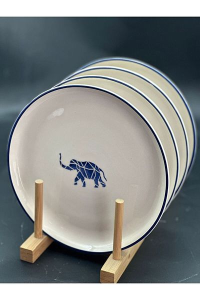 MeGgDecor 21cm Cake Plate with 4 Elephants