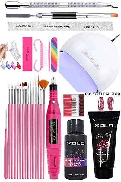 xolo 68 Parça Evde Manikür Pedikür Oje Polijel Oje Yapma Seti Poligel Uv Led ...