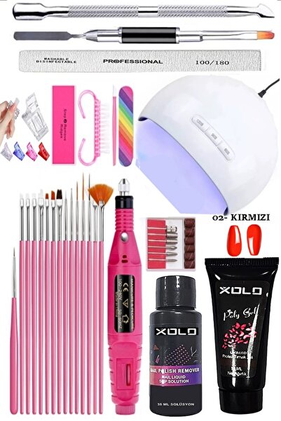xolo 68 Parça Evde Manikür Pedikür Oje Polijel Oje Yapma Seti Poligel Uv Led ...
