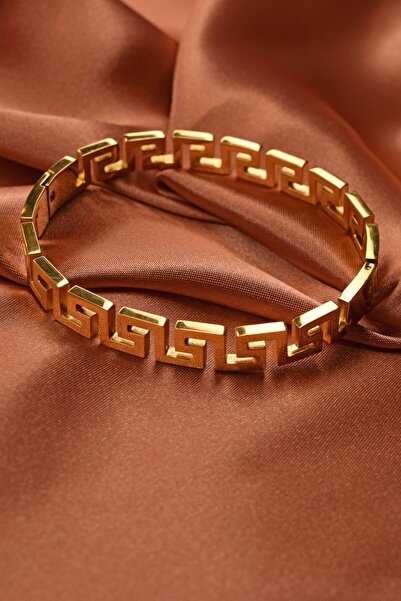 Elassin Aksesuar Unisex Kelepçe Model Gold Renk Çelik Spor/ Şık Bileklik