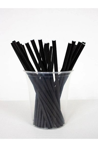 Big Party Paper Straws Black Color Party Straws 24 Pieces