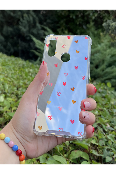 Coco Aksesuar Samsung Galaxy A30 Uyumlu Aynalı Kalpli Desenli Darbe Kamera Ko...