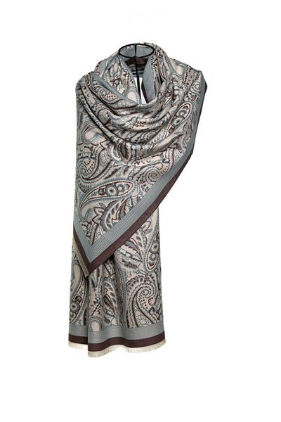 MAWLANA CASHMERE & SILK MODAL CASHMERE JACQUARD SHAL (WITH BAZLI)