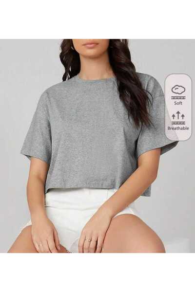 TEKİŞ TEKSTİL Tricou crop oversize, cu tăietură lejeră