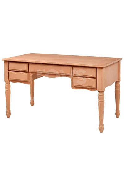 ROYS AHŞAP 5242 Masif Ham 140 Cm Beş Çekmeceli Tornalı Çalışma Masası