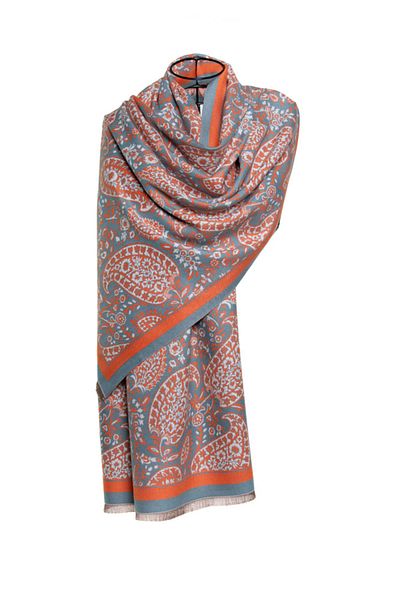 MAWLANA CASHMERE & SILK MODAL CASHMERE JACQUARD SHAL (LEADED)