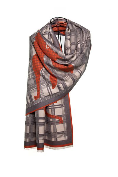 MAWLANA CASHMERE & SILK MODAL CASHMERE JACQUARD SHAL (HORSE)