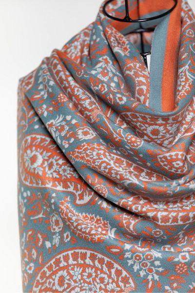 MAWLANA CASHMERE & SILK MODAL CASHMERE JACQUARD SHAL (LEADED)
