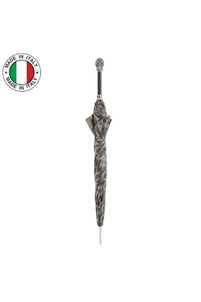 PASOTTI KURU KAFA FİGÜRLÜ ASKERİ GRİ KAMUFLAJ OTOMATİK ŞEMSİYE 95 CM