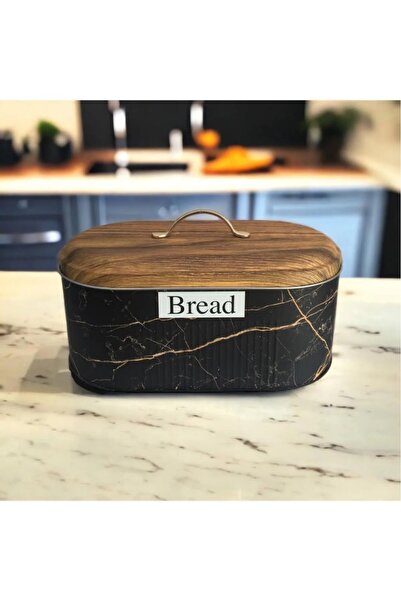 Bayev Metal Bread Storage Box with Lid and Handle 34 cm 16 cm