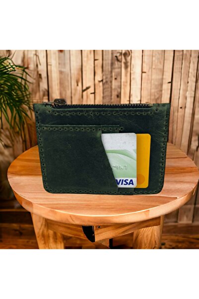 DeriDünyası Genuine leather zipper wallet card holder