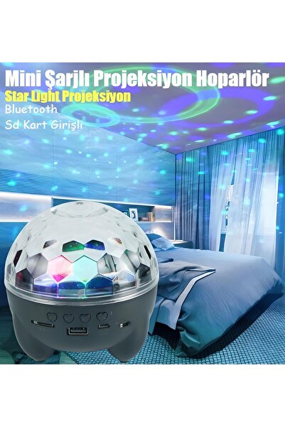 nextbuy Mini Star Master Şarjlı Hoparlör Rgb Led Disko Ses Topu Projeksiyon Yıldızlı Masa Ve Gece Lambası