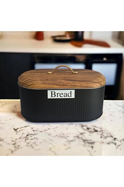 Bayev صندوق تخزين الخبز المعدني مع غطاء ومقبض 34 سم 16 سم
