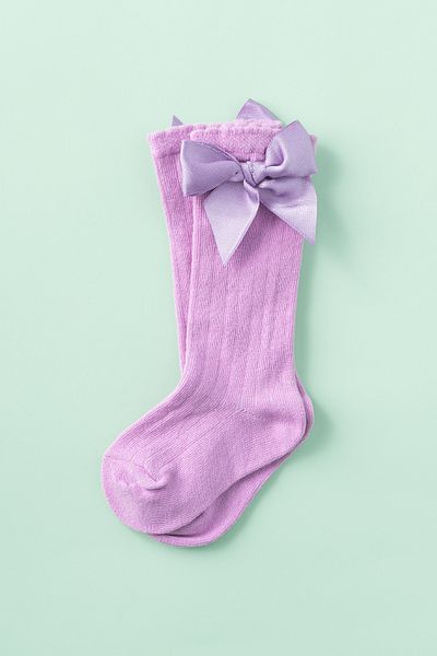 Banamio Baby Girl Ribbed Bow Detailed Socks (lilac)