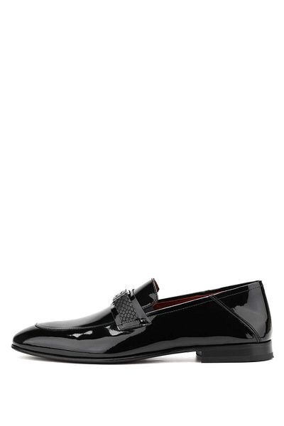 Tamer Tanca Men's Genuine Leather Black Patent Leather Loafers