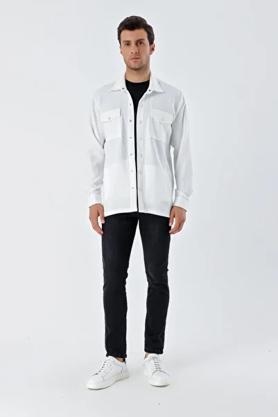 Kokosh moda 20193 Cămașă Oversize pentru bărbați - Albă