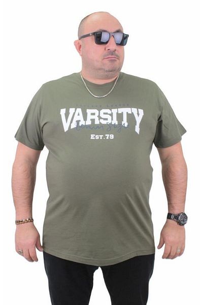 Starbattal Men's Large Size Crew Neck T-Shirt Varsity 23184 KHAKI