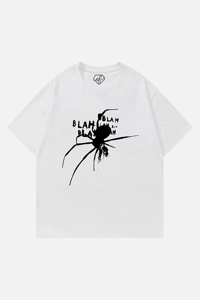 EFBUTİK White Unisex Blah Blah Spider T-Shirt