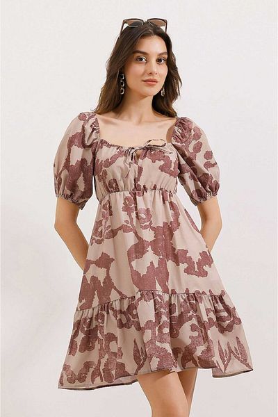 Kokosh moda 2351 Φόρεμα από Ποπλίνα με φούστα - D.Dried Rose