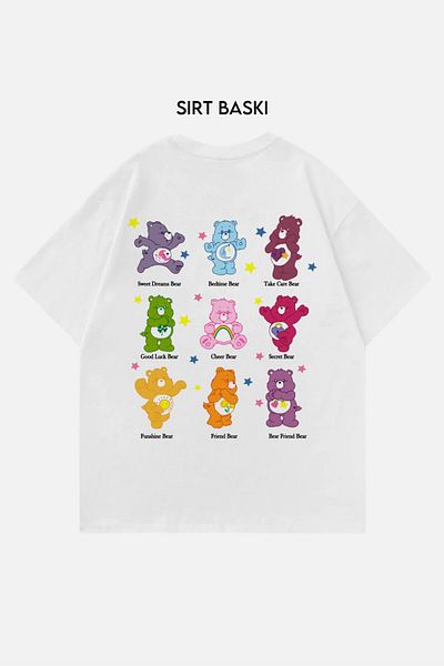 EFBUTİK White Unisex Back Printed Care Bears T-Shirt