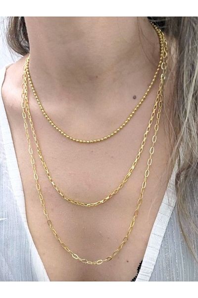 TÜKKAN ACCESSORİES GOLD CHAIN TRIPLE MULTI COMBIN PENDANT-SLEEVE148