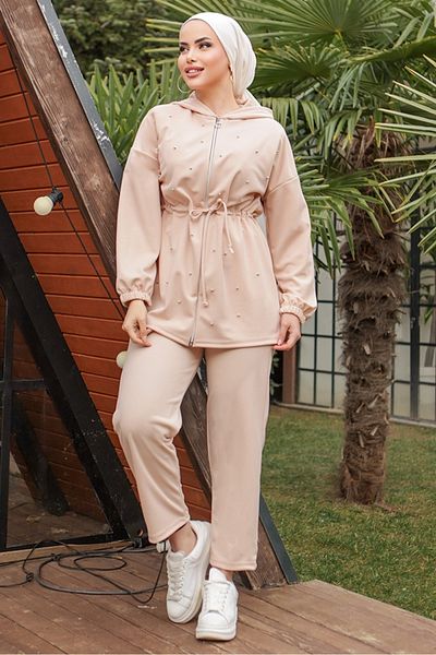 Bestenur Pearl Hijab Set 766 - Beige